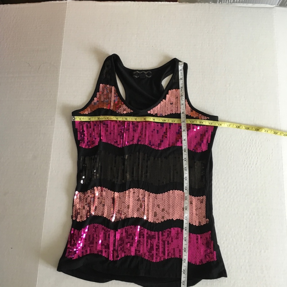 Pink Rose Sequined Racerback Tank Top - Picture 4 of 6